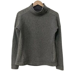 Marmot Vivian Fleece Lined Wool Blend Pullover Sweater Grey and Chevron Pattern